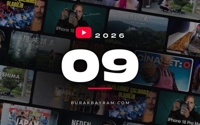2026 Eylül ayında YouTube'da izlediğim videoların küçük resimlerinden oluşan kolaj; ortada YouTube logosu ve 2026 09 yazısı.