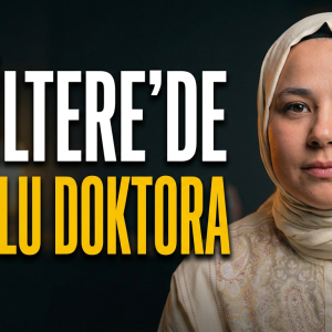 Krem rengi başörtüsüyle Semanur Darbaz; kapakta “İngiltere’de burslu doktora” yazıyor.