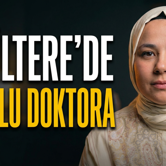 Semanur Darbaz in a cream headscarf, beside the cover line “İngiltere’de burslu doktora” (a funded doctorate in England).